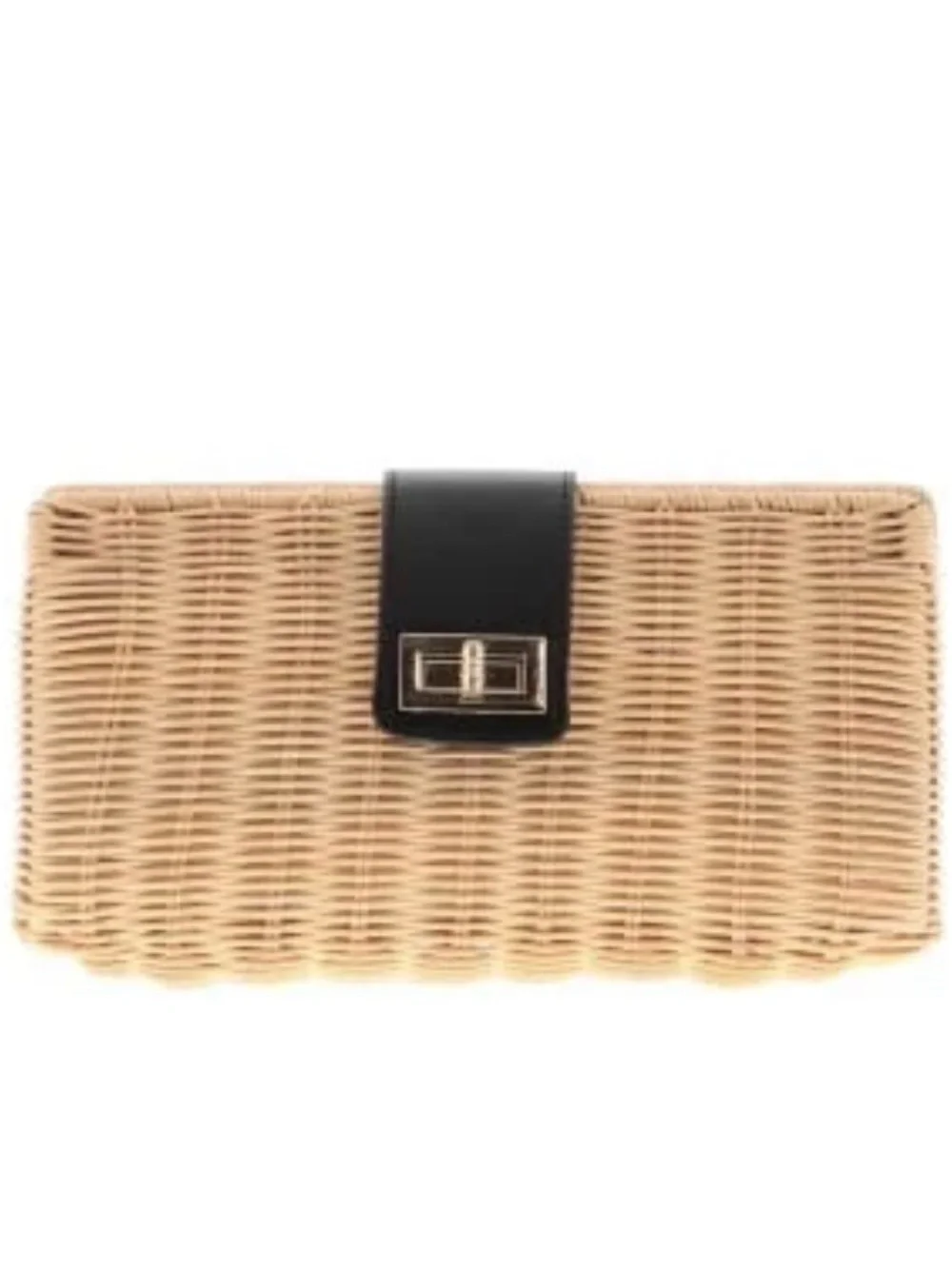 New Tommy Bahama Woven Straw Clutch with Navy blue Leather Trim